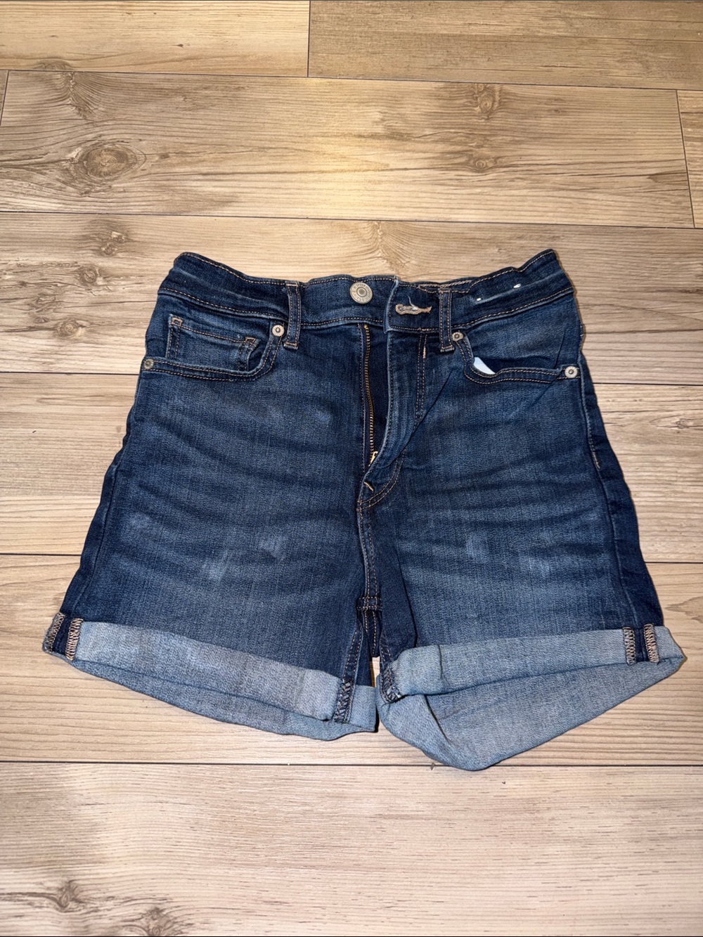 Express Dark Blue Rolled Cuff Denim Shorts